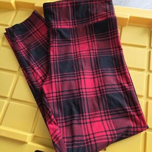 No Boundaries Red and Black Checkered Leggings